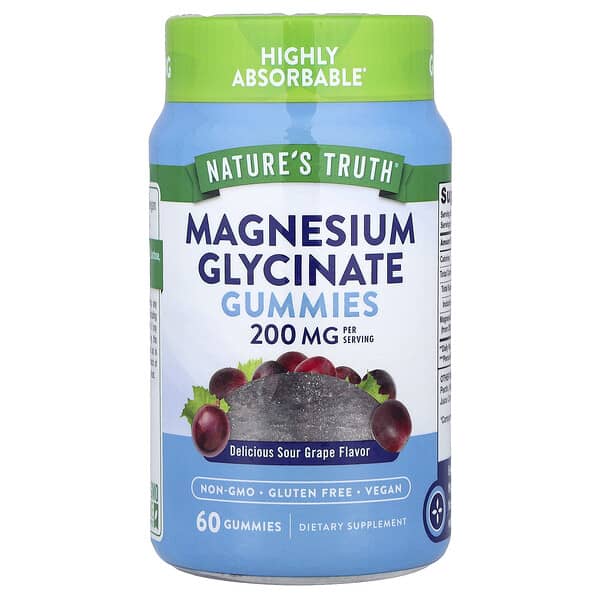 Nature's Truth, Magnesium Glycinate Gummies, Delicious Sour Grape, 60 Gummies