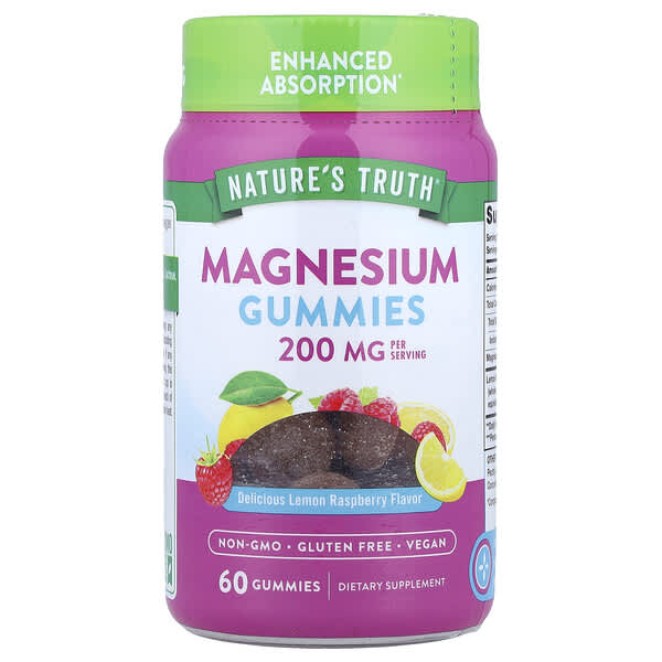 Nature's Truth, Magnesium Gummies, Delicious Lemon Raspberry, 60 Gummies