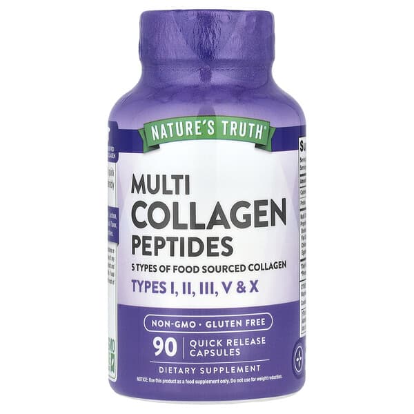 Nature's Truth, Multi Collagen Peptides, 90 Quick Release Capsules (500 mg per Capsule)