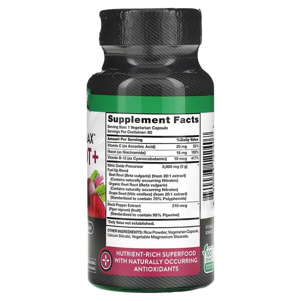 Alternative view of Nature's Truth, Nitric Oxide, Beet Root+ with Nitrates, 60 Vegetarian Capsules