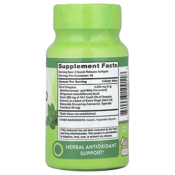 Alternative view of Nature's Truth, Oil Of Oregano, 90 Quick Release Softgels (1,500 mg per Softgel)