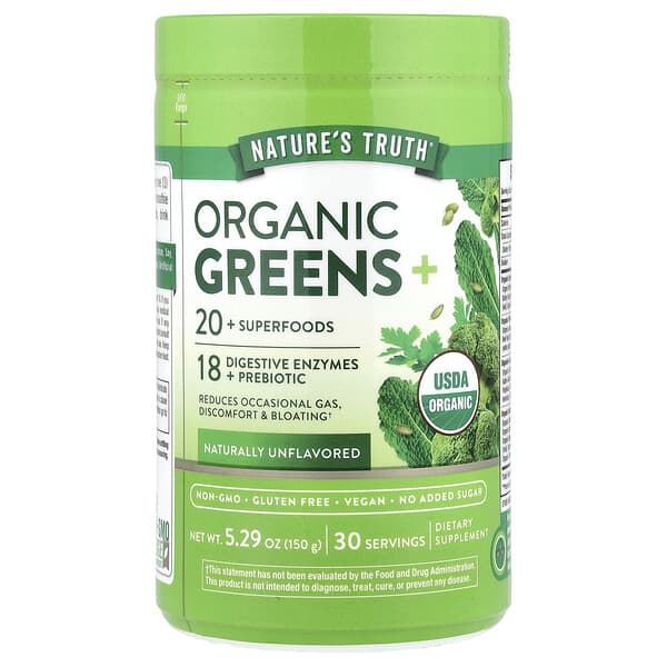 Nature's Truth, Organic Greens+, Naturally Unflavored, 5.29 oz (150 g) 3 Nature's Truth, Organic Greens+, Naturally Unflavored, 5.29 oz (150 g)