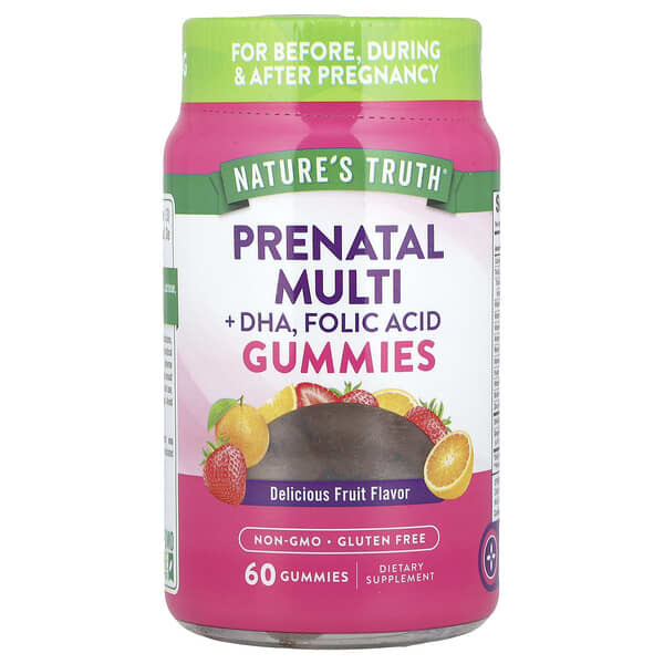 Nature's Truth, Prenatal Multi + DHA, Folic Acid Gummies, Delicious Fruit, 60 Gummies