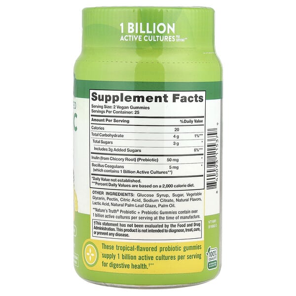 Alternative view of Nature's Truth, Probiotic + Prebiotic Gummies, Natural Tropical, 50 Gummies