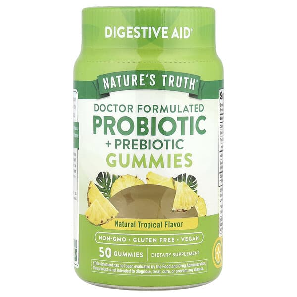 Nature's Truth, Probiotic + Prebiotic Gummies, Natural Tropical, 50 Gummies