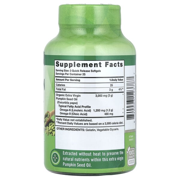 Alternative view of Nature's Truth, Pumpkin Seed Oil, Cold Pressed, 75 Quick Release Softgels, (1,000 mg per Softgel)