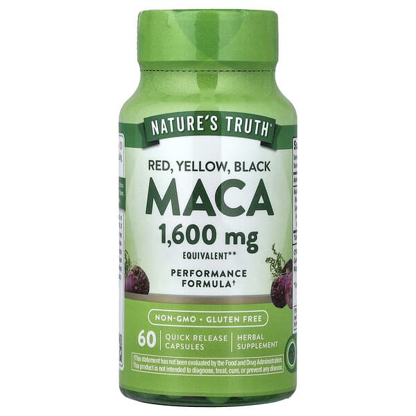 Nature's Truth, Red, Yellow, Black Maca, 1,600 mg, 60 Quick Release Capsules