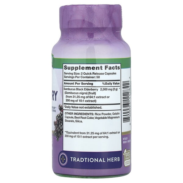 Alternative view of Nature's Truth, Sambucus Black Elderberry, 100 Quick Release Capsules (1,000 mg per Capsule)