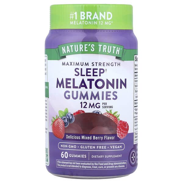 Nature's Truth, Sleep Melatonin Gummies, Delicious Mixed Berry, 60 Gummies (6 mg per Gummy)
