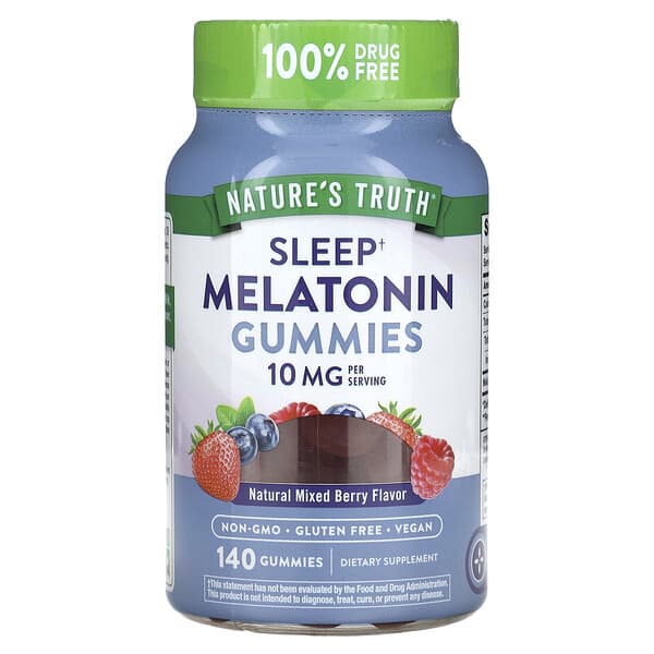 Nature's Truth, Sleep Melatonin Gummies, Natural Mixed Berry, 140 Gummies (5 mg per Gummy)