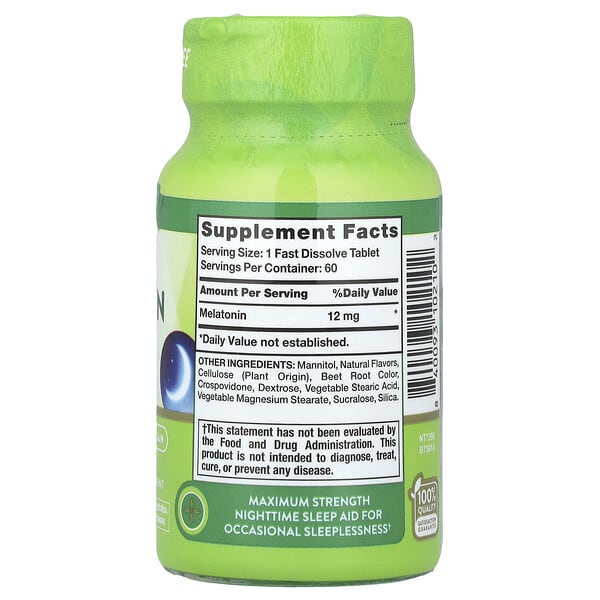 Alternative view of Nature's Truth, Sleep Melatonin, Natural Berry  , 12 mg, 60 Fast Dissolve Tablets