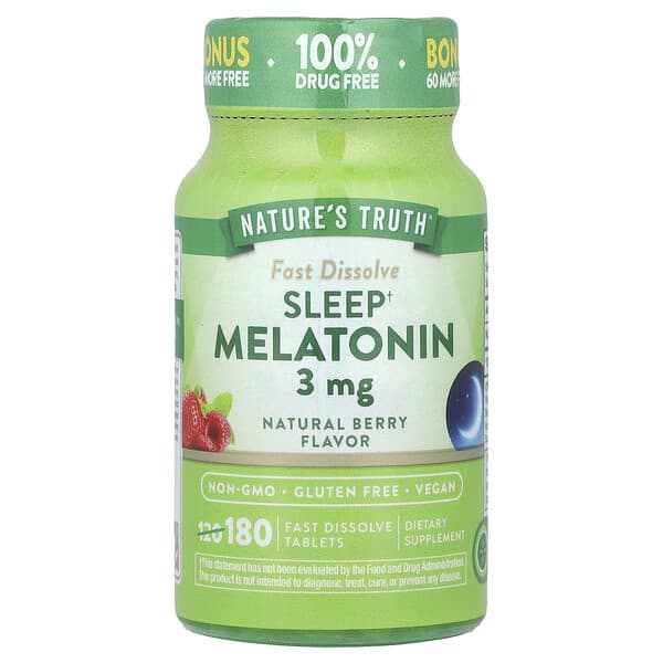 Nature's Truth, Sleep Melatonin, Natural Berry, 3 mg, 180 Fast Dissolve Tablets