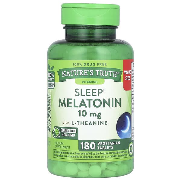 Nature's Truth, Sleep Melatonin Plus L-Theanine, 10 mg, 180 Vegetarian Tablets