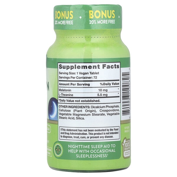 Alternative view of Nature's Truth, Sleep Melatonin Plus L-Theanine, 10 mg, 72 Tablets