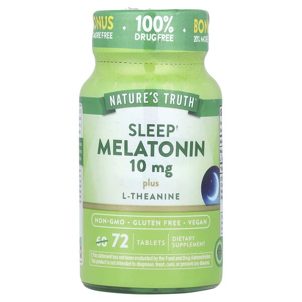 Nature's Truth, Sleep Melatonin Plus L-Theanine, 10 mg, 72 Tablets