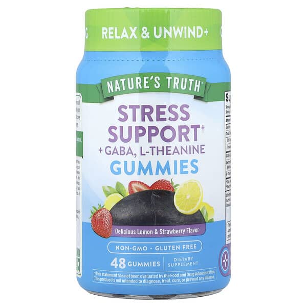 Nature's Truth, Stress Support + GABA, L-Theanine, Lemon & Strawberry, 48 Gummies