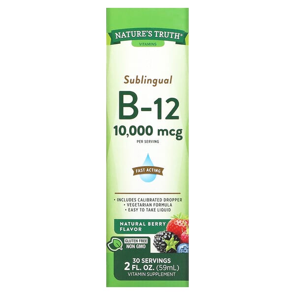 Nature's Truth, Sublingual B-12, Natural Berry, 10,000 mcg, 2 fl oz (59 ml)