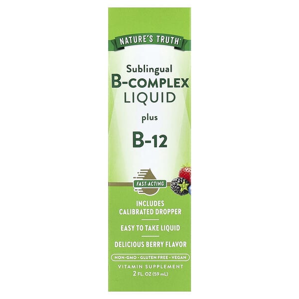 Nature's Truth, Sublingual B-Complex Liquid Plus B-12, Berry, 2 fl oz (59 ml)
