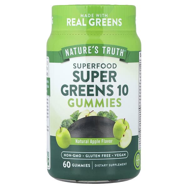 Nature's Truth, Superfood, Super Greens 10 Gummies, Natural Apple, 60 Gummies 2 Nature's Truth, Superfood, Super Greens 10 Gummies, Natural Apple, 60 Gummies