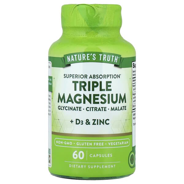 Nature's Truth, Triple Magnesium + D3 & Zinc, 60 Capsules