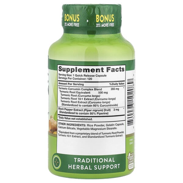 Alternative view of Nature's Truth, Turmeric Curcumin Complex Plus Black Pepper Extract, 120 Quick Release Capsules