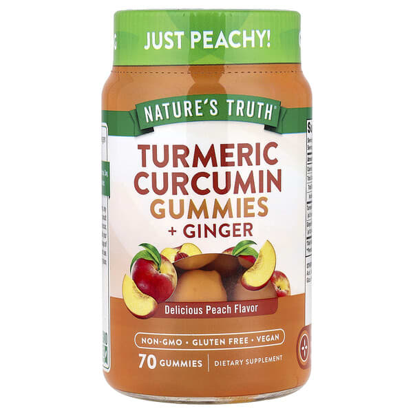 Nature's Truth, Turmeric Curcumin + Ginger Gummies , Delicious Peach, 70 Gummies