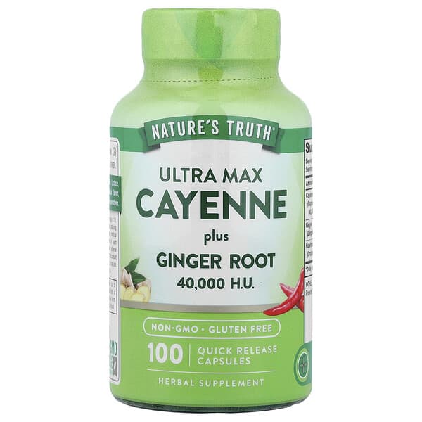 Nature's Truth, Ultra Max Cayenne Plus Ginger Root, 100 Quick Release Capsules