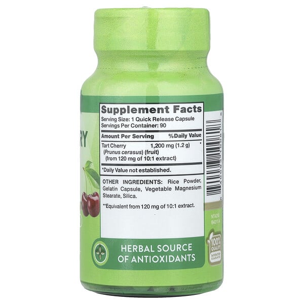 Alternative view of Nature's Truth, Ultra Tart Cherry Extract, 1,200 mg, 90 Quick Release Capsules