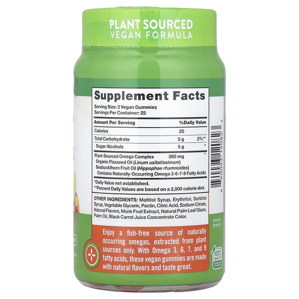 Alternative view of Nature's Truth, Vegan Omega 3-6-7-9 Gummies, Natural Peach, 50 Gummies