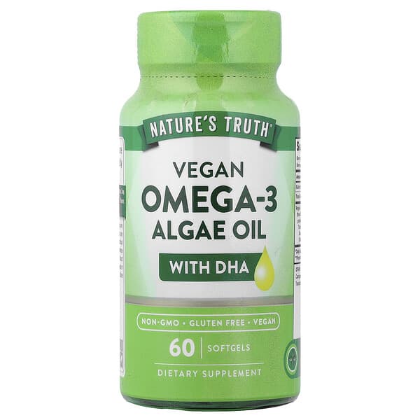 Nature's Truth, Vegan Omega-3 Algae Oil with DHA, 60 Softgels