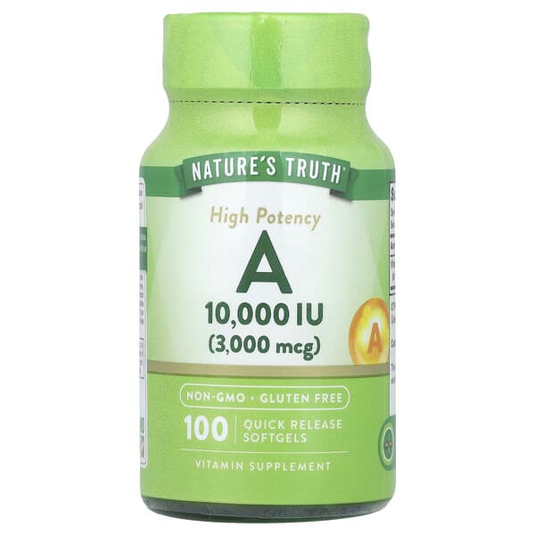 Nature's Truth, Vitamin A, High Potency, 3,000 mcg (10,000 IU), 100 Quick Release Softgels