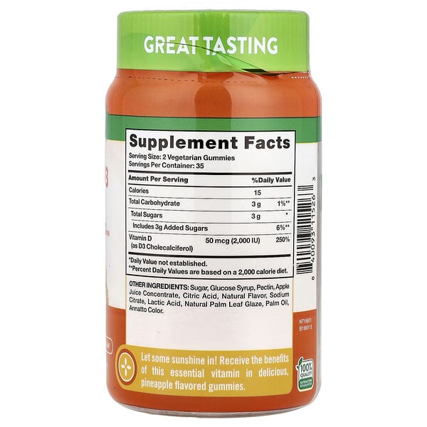 Alternative view of Nature's Truth, Vitamin D3, Delicious Pineapple, 70 Gummies ( 25 mcg (1,000 IU) per Gummy)