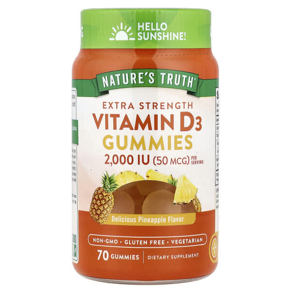 Nature's Truth, Vitamin D3, Delicious Pineapple, 70 Gummies ( 25 mcg (1,000 IU) per Gummy)