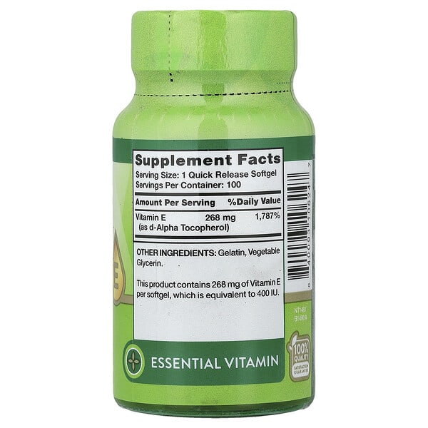 Alternative view of Nature's Truth, Vitamin E, 268 mg (400 IU), 100 Quick Release Softgels