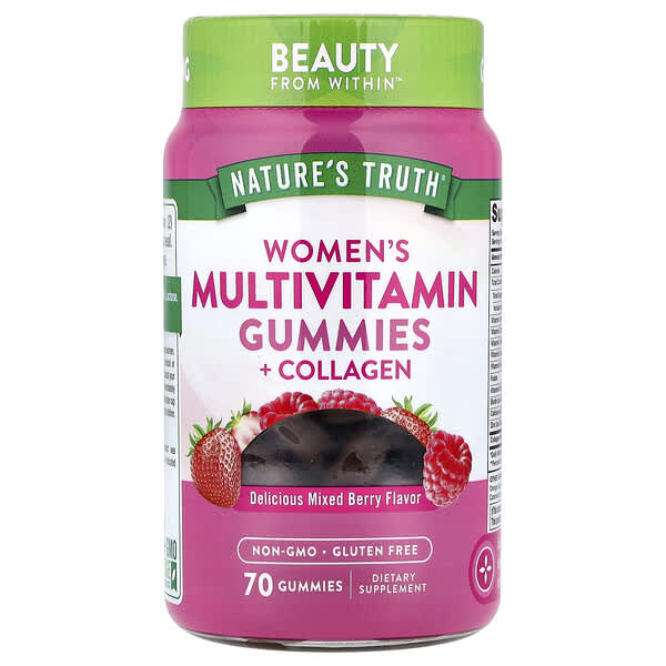 Nature's Truth, Women's Multivitamin Gummies + Collagen, Delicious Mixed Berry, 70 Gummies