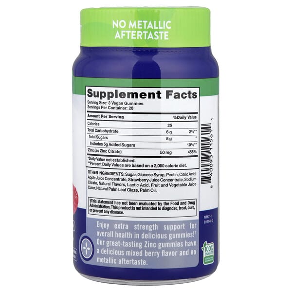 Alternative view of Nature's Truth, Zinc Gummies,  Delicious Mixed Berry, 60 Gummies (16 mg Per Gummy)