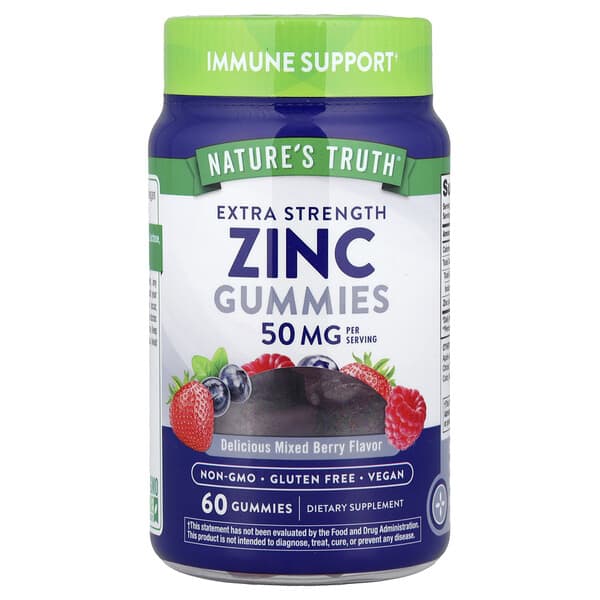 Nature's Truth, Zinc Gummies,  Delicious Mixed Berry, 60 Gummies (16 mg Per Gummy)