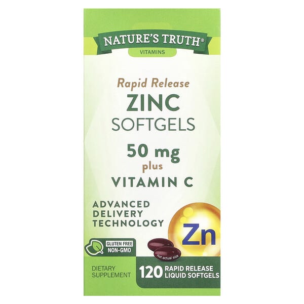 Nature's Truth, Zinc Plus Vitamin C, Rapid Release , 120 Rapid Release Liquid Softgels