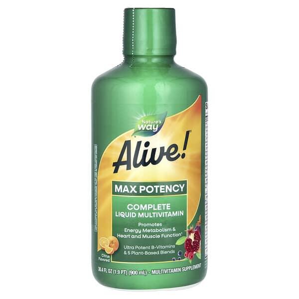 Nature's Way, Alive! Complete Liquid Multivitamin, Max Potency, Citrus, 30.4 fl oz (900 ml) 4 Nature's Way, Alive! Complete Liquid Multivitamin, Max Potency, Citrus, 30.4 fl oz (900 ml)