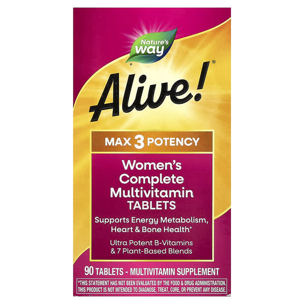 Nature's Way, Alive!® Max 3 Potency, Women's Complete Multivitamin, 90 Tablets