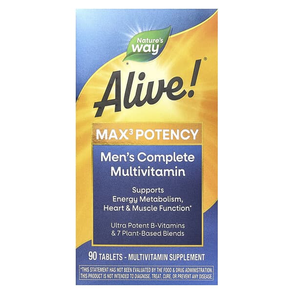 Nature's Way, Alive!® Max3 Potency, Men's Complete Multivitamin, 90 Tablets