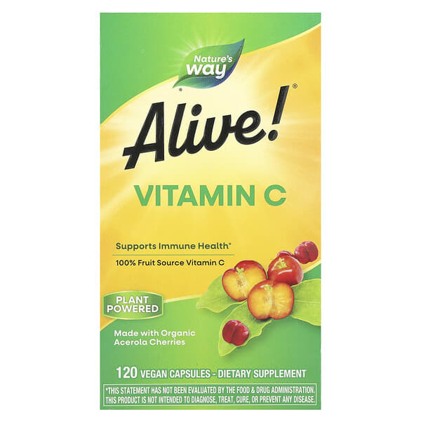 Nature's Way, Alive!®, Vitamin C, 120 Vegan Capsules (125 mg per Capsule)