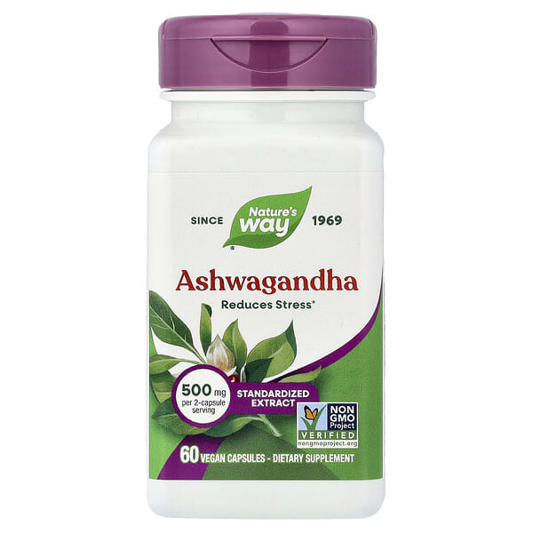 Nature's Way, Ashwagandha, Standardized Extract, 500 mg, 60 Vegan Capsules (250 mg Per capsule)