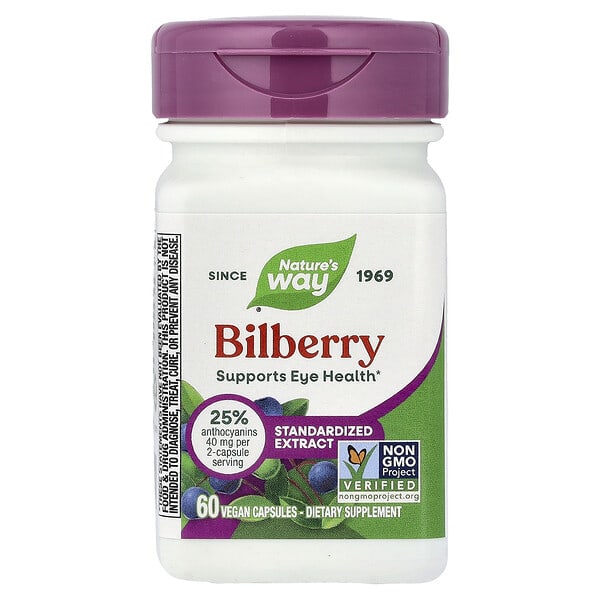 Nature's Way, Bilberry, Standardized Extract, 60 Vegan Capsules