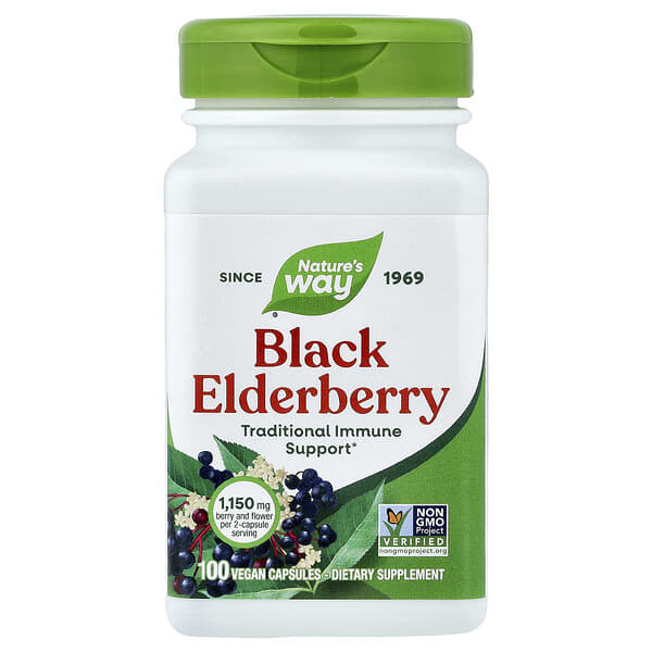 Nature's Way, Black Elderberry, 100 Vegan Capsules (575 mg per Capsule)