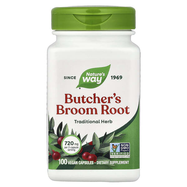 Nature's Way, Butcher's Broom Root, 100 Vegan Capsules (360 mg per Capsule)