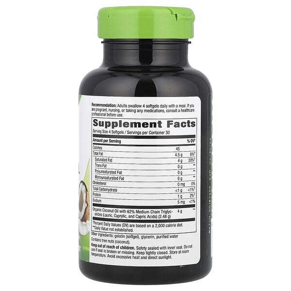 Alternative view of Nature's Way, Coconut Oil, 120 Softgels (1,000 mg per Softgel)