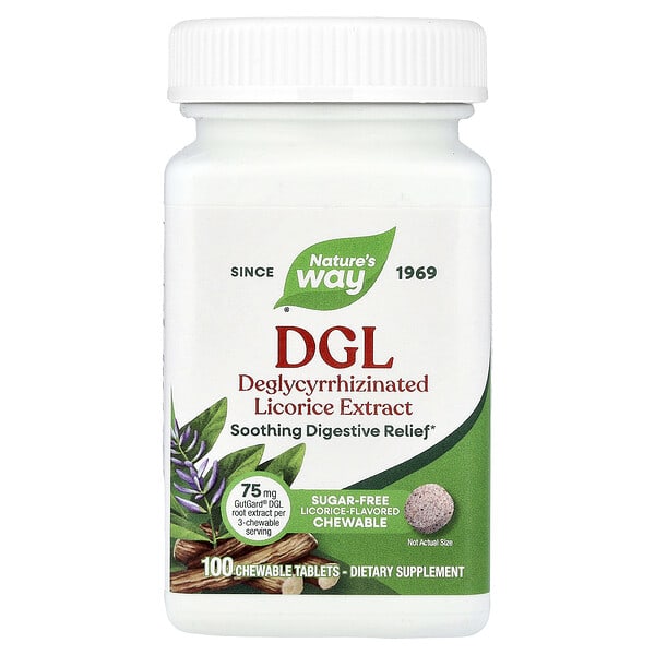 Nature's Way, DGL, Licorice, 100 Chewable Tablets