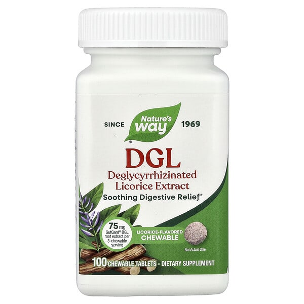 Nature's Way, DGL, Licorice, 100 Chewable Tablets