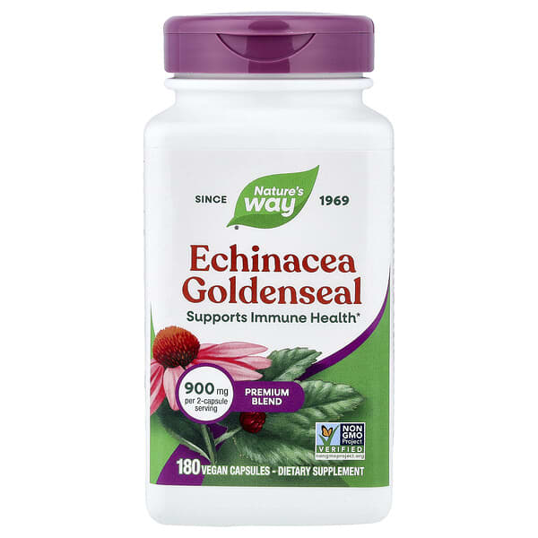 Nature's Way, Echinacea Goldenseal, Premium Blend, 180 Vegan Capsules (450 mg Per capsule) 5 Nature's Way, Echinacea Goldenseal, Premium Blend, 180 Vegan Capsules (450 mg Per capsule)